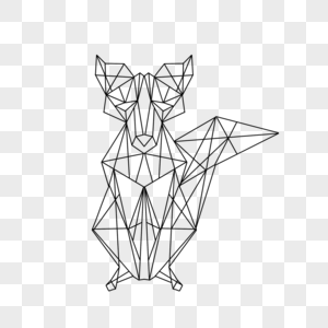 几何线条艺术动物抽象狐狸图片