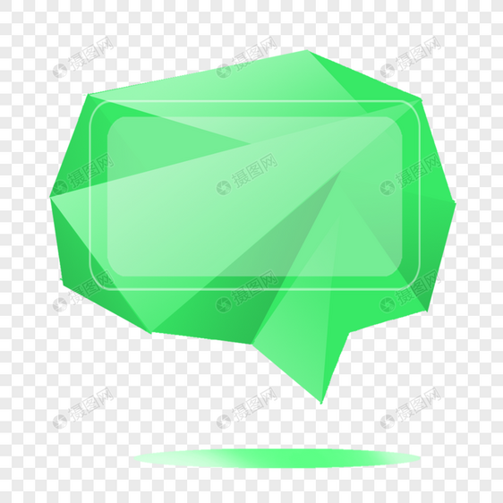 绿色钻石形状立体气泡对话框图片