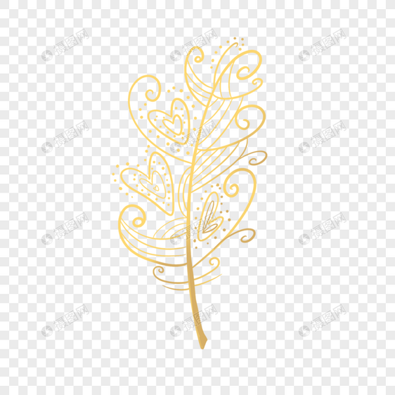 创意线条花纹金色镂空羽毛图片