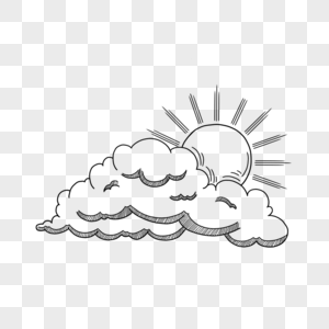 遮住太阳的雕刻风格云朵天气图片