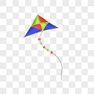 红绿配色三角形可爱卡通风筝图片