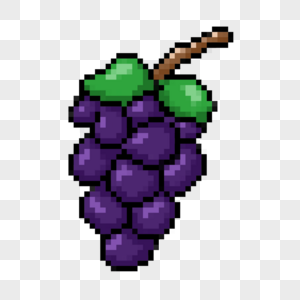 像素游戏水果大串紫色葡萄高清图片