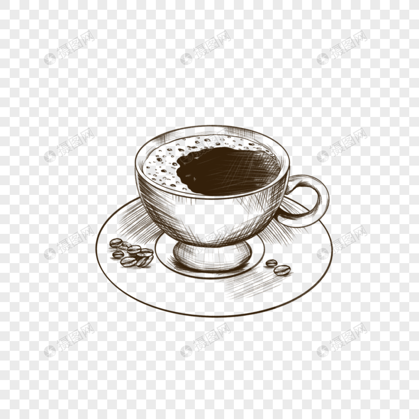素描风格复古风下午茶咖啡图片