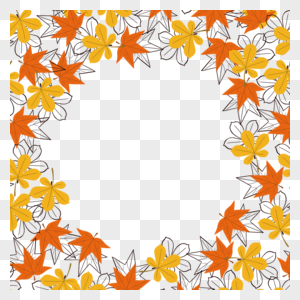 方形枫叶秋天叶子边框图片