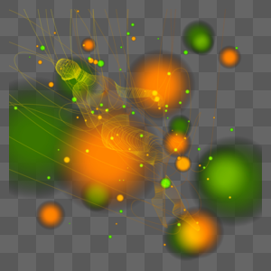 在绿色光点中跳舞的抽象光效线条人物图片