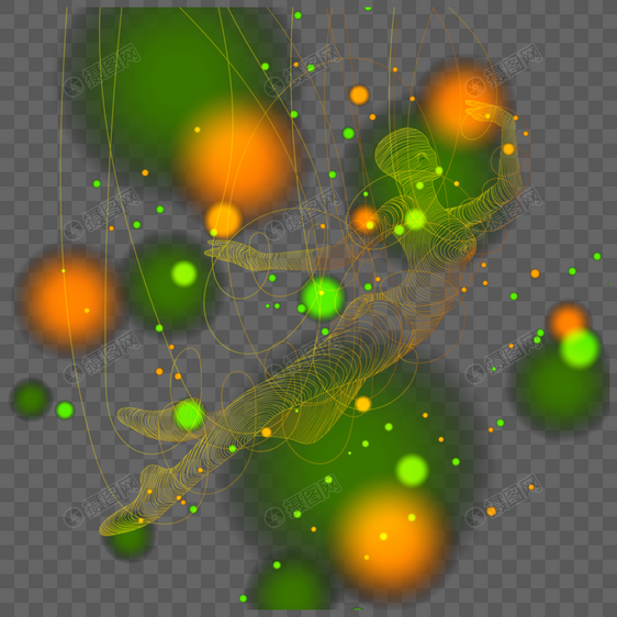 空中飞舞的抽象光效线条人物图片