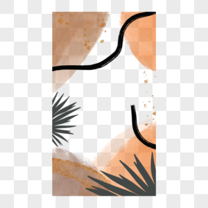 水彩植物笔刷边框橙色抽象图片