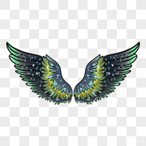绿色魔法羽毛翅膀图片