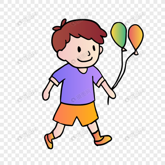 拿着气球的小男孩儿童节人物图片