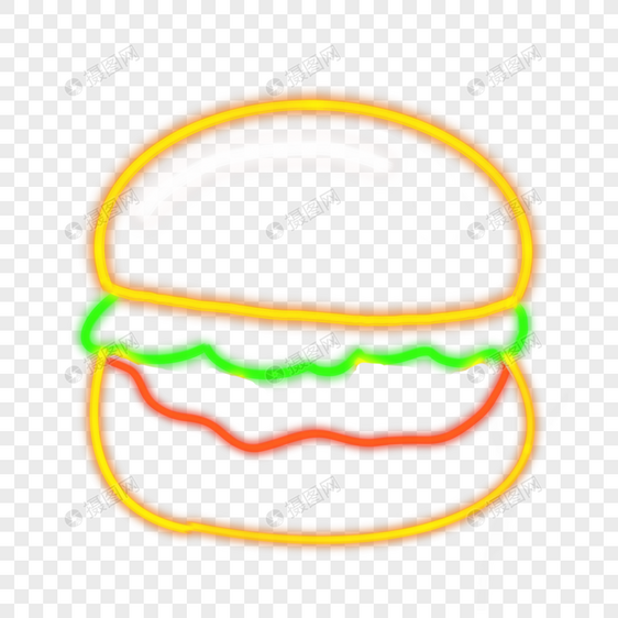 霓虹光效美食汉堡包图片