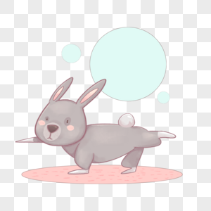 可爱动物瑜伽灰色小兔子图片