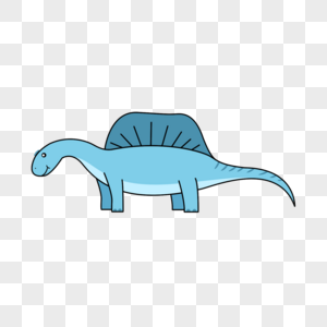 淡蓝色长尾巴长脖子恐龙图片