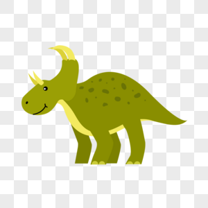 长着长角的可爱绿色恐龙图片