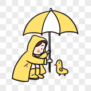 给小鸡撑伞的女孩图片