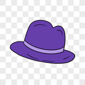 紫色宽边帽子卡通剪贴画图片