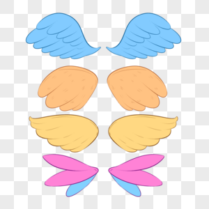 卡通可爱翅膀天使鸟蝴蝶形状蓝色昆虫图片