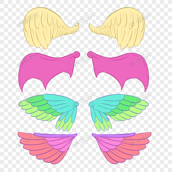 卡通可爱翅膀天使鸟蝴蝶形状怪物精灵飞行图片
