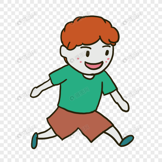 奔跑的绿衣男孩可爱儿童人物图片