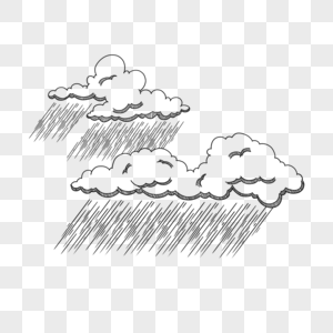 黑白素描天气雕刻风格云朵大雨图片