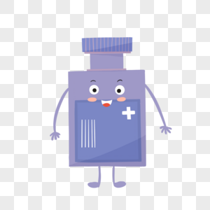 可爱紫色卡通药品健康医学新型冠状疫苗图片