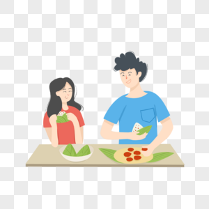 端午节吧台温暖家庭吃粽子包粽子图片