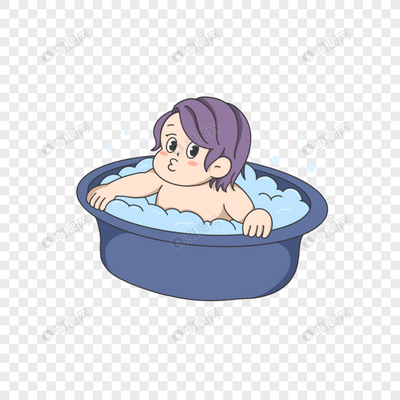 婴儿泡澡盆洗澡卡通图片