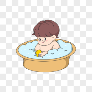 小宝宝洗澡玩小黄鸭图片