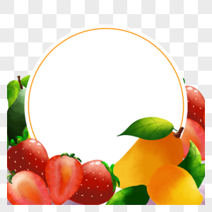 圆形瓜果水果水彩边框图片