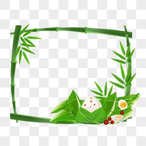 绿色竹子方框端午节粽子边框图片