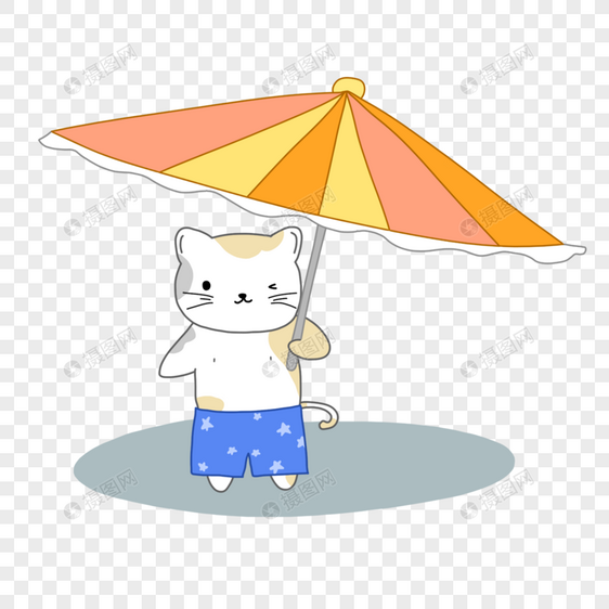 夏季猫咪可爱卡通图片