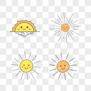 可爱卡通简单线条太阳日出图片