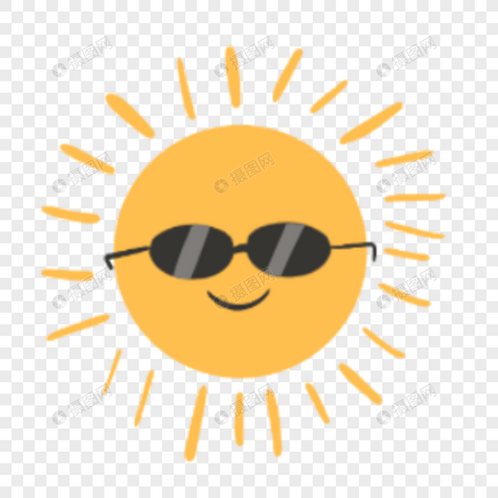 戴墨镜的太阳夏季卡通剪贴画图片