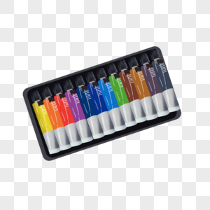 世界艺术日一排彩色画笔颜料图片