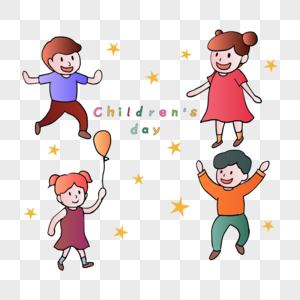国际儿童节卡通小孩涂鸦线条画图片