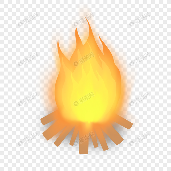 橙红色卡通燃烧的篝火图片