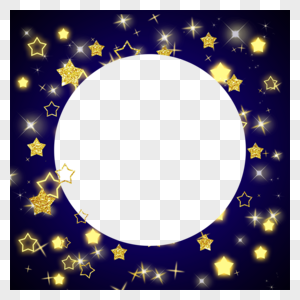 闪亮光效星星facebook蓝色镂空圆形边框图片