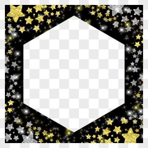 光效星星facebook黑色六边形镂空边框图片