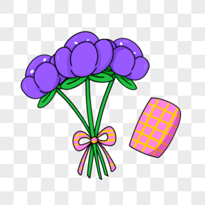 紫色花朵卡通生日剪贴画图片