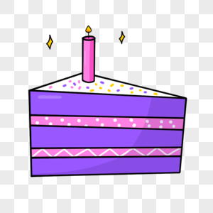手绘紫色蛋糕卡通生日剪贴画图片