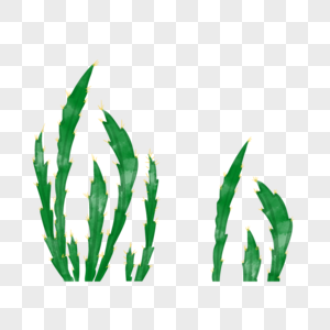 绿色卡通水彩植物水草剪贴画图片