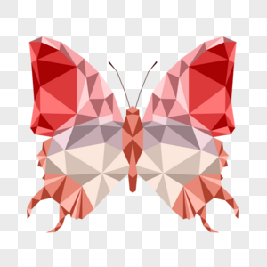 红色几何风格多边形低聚彩色蝴蝶图片