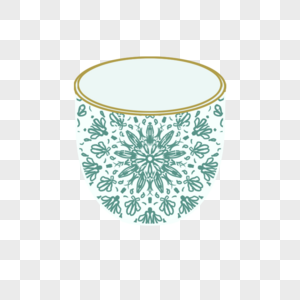 花纹装饰青色茶杯图片