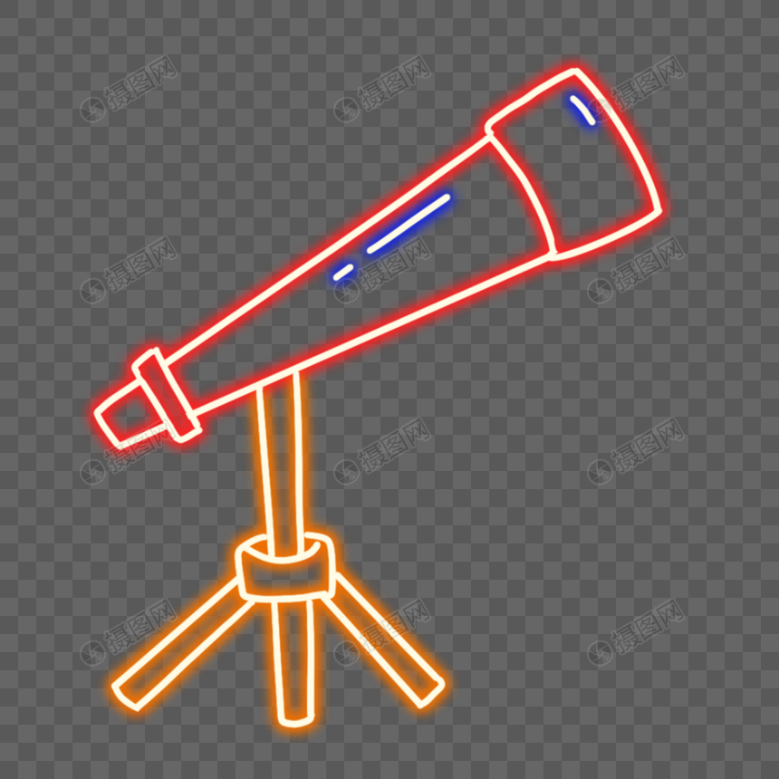 霓虹宇宙飞船红色线条望远镜图片