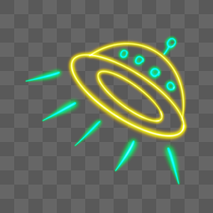 霓虹宇宙飞船黄绿抽象飞碟图片
