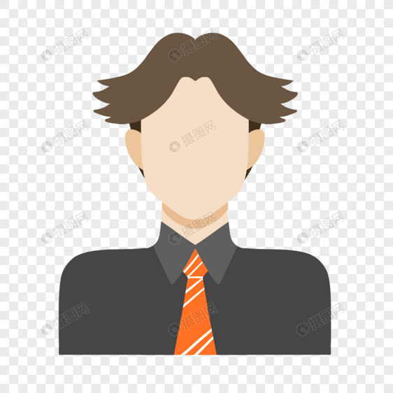 橘黄色领带中分发型卡通人物头像图片