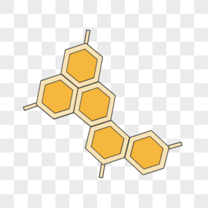 黄色蜂窝状分子链科学教育元素剪贴画高清图片