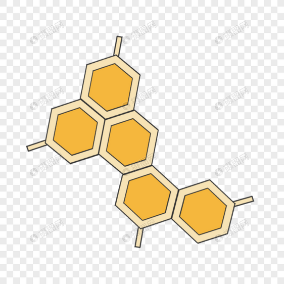 黄色蜂窝状分子链科学教育元素剪贴画图片