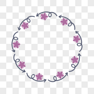 紫色花瓣卡通箭头线稿圆环图片