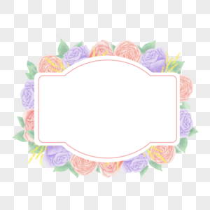 水彩玫瑰花卉边框图片