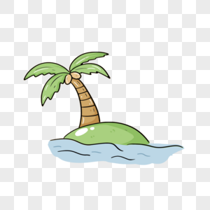 海岛上的椰子树旅行水彩剪贴画图片